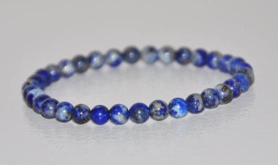 Unique Wedding Gift 5mm Blue Lapis Lazuli  Stretchable Bracelet Round, Smooth 18cm for mens, womens, gf, bf and adults.