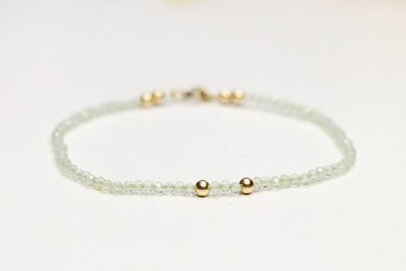 24k gold Plated chakras simple Gold Helling 4mm stacking Green Green Prehnite Bracelet Round, Faceted 7" for mens, womens, gf, bf & Adult.