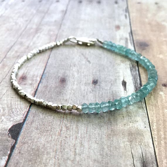 925 sterling silver Wholesale 4mm Sky Blue Apatite stacking Bracelet Rondelle, Faceted 18cm for mens, womens, gf, bf and adults.