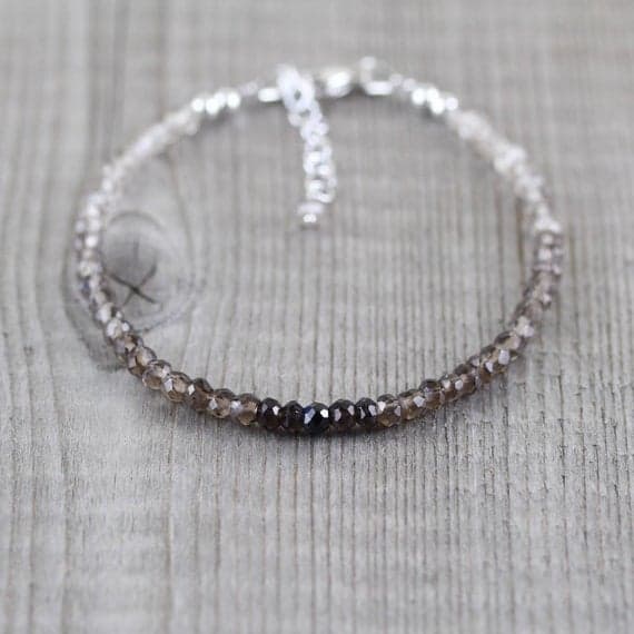 925 sterling Silver Wholesale 3.5mm stacking Brown Smokey Topaz  Bracelet Round, Faceted 7" for mens, womens, gf, bf & Adult.