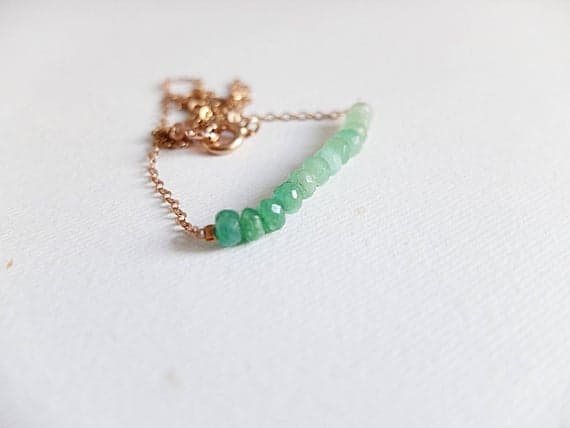 AAA++ Rare Quality Ombre Emerald Bar Necklace in 925 Silver PlatedEmerald Jewelry, Green shaded Gemstone bar necklace. dainty layring necklace 3-4 mm Code- TJH233