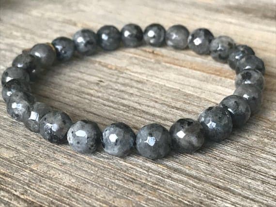 love beach youth 8mm Stretchable grey Grey Jasper Bracelet Round, Faceted 7" for mens, womens, GF, BF, Adults.