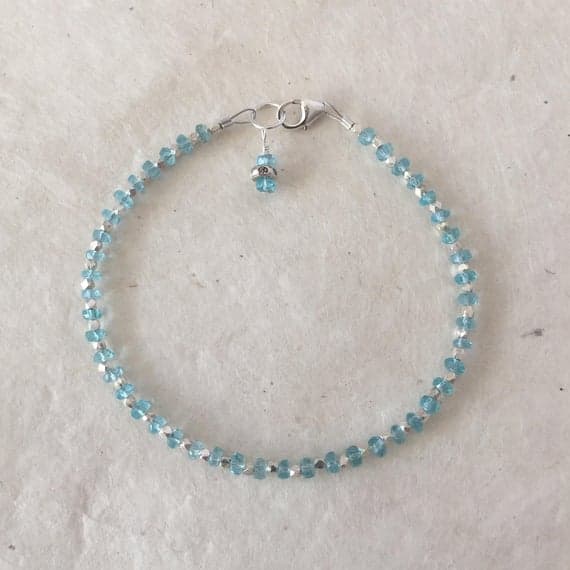 Apatite Karen Hill Tribe Thai Silver Beaded Stacking Bracelet, Sundance Style, Boho Chic, Dainty Bracelet, Layering Bracelet 2-4mm Code- WAR6483