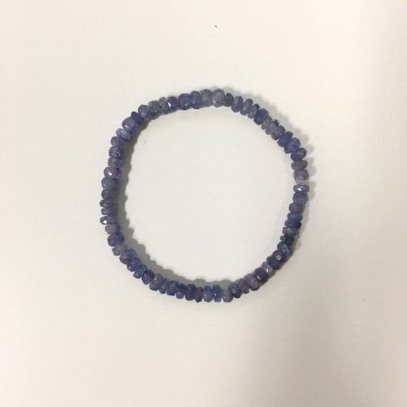 Artisan Loose 4mm Stretchable Blue Tanzinite Bracelet Rondelle, Faceted 7" for mens, womens, gf, bf & Adult.