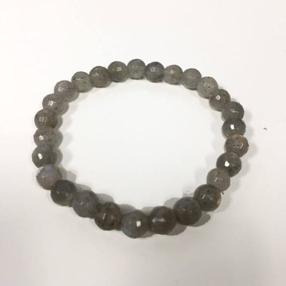 Jewelry Energy 6mm Stretchable Gray Labadorite Bracelet Round, Faceted 7" for mens, womens, gf, bf & Adult.