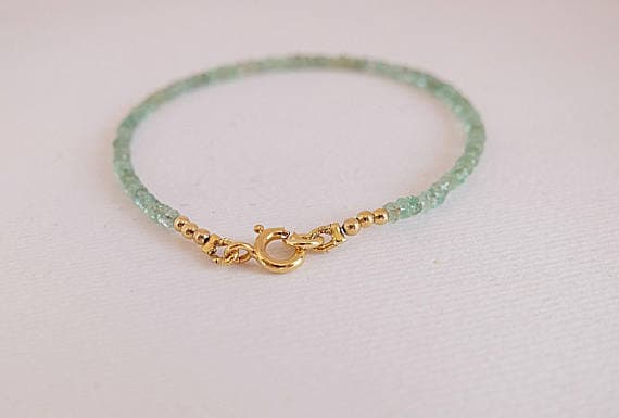 AAA++ Rare Quality Clear Emerald Bracelet,Delicate Emerald Gemstone Bracelet,Dainty Emerald Stacking Bracelet in Gold  filled clear colombian Emerald bracelet  Code- TJH122