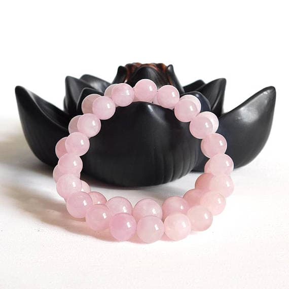 memorial gift 8mm Stretchable Pink Rose Quartz  Bracelet Round, Smooth 7" for mens, womens, gf, bf & Adult.