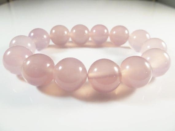 Jewelry Energy 14mm Stretchable Purple Purple Chalcedony Bracelet Round, Smooth 7.5" for mens, womens, gf, bf & Adult.