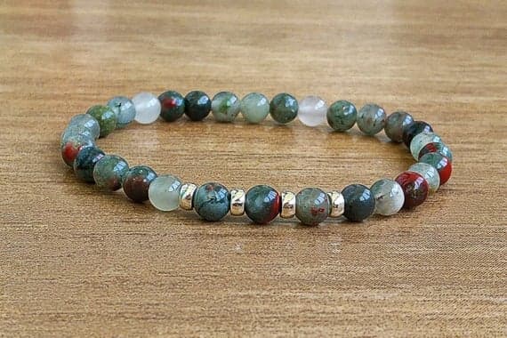 Artisan Loose 6mm Multi Colour HELIOTROPE Unisex Stretchable Bracelet Round, Smooth 18cm for mens, womens, gf, bf and adults.