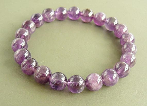 Amethyst Bracelet 10mm Genuine Amethyst Bracelet for Womens Bracelet Mala Purple Quartz bead Bracelet Jewelry February Birthstone Bracelets Code- WAR9175