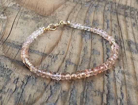 Shaded Imperial Topaz Ombre Bracelet- energy Healing Gemstones- November Birthstone-Stacking-Boho 4 mm Code- WAR6780