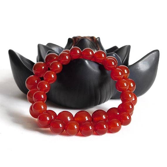 love beach youth 8mm Stretchable Red Red Carnelian Bracelet Round, Smooth 7" for mens, womens, gf, bf & Adult.