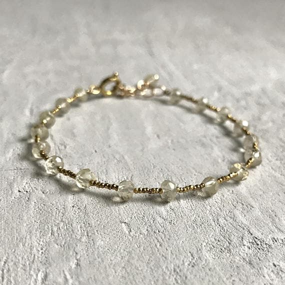 24k gold Plated Dainty Slave Loose Gold Helling  3-4mm stacking Yellow lemon quartz  Bracelet Rondelle, Faceted 7" for mens, womens, gf, bf & Adult.