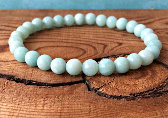 memorial gift 6mm Stretchable Blue Amazonite Bracelet Round, Smooth 7" for mens, womens, gf, bf & Adult.