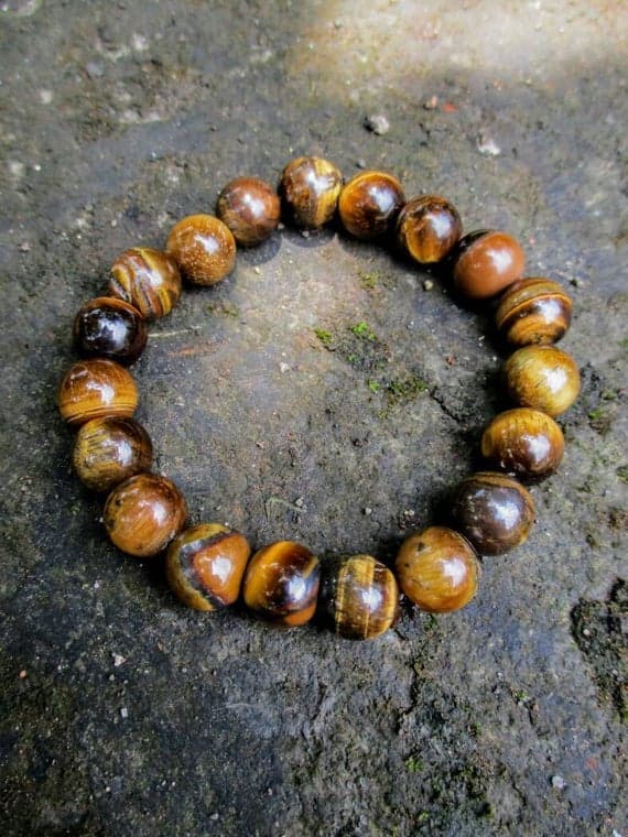 Dainty Slave Loose 9mm Multi Colour Tiger Eye  Stretchable Bracelet Round, Smooth 18cm for mens, womens, gf, bf and adults.