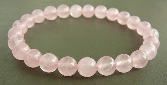 Rose quartz bracelet Beaded bracelet for womens stretch bracelets Natural rose quartz jewelry gift Natural stones bracelet for sister gift 8mm  Code- WAR9174