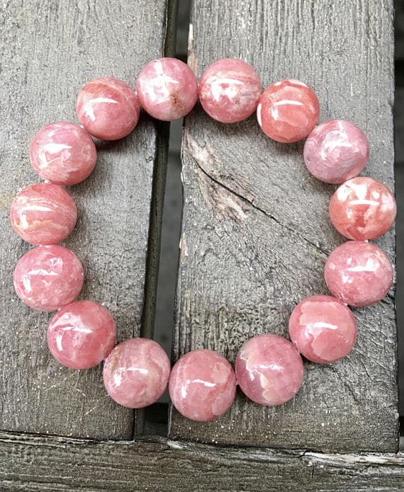12mm Argentinian Rhodochrosite Stretch Bracelet Code- WAR6304