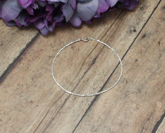 Tiny Pure Silver Bracelet,Pure Silver Beaded Bracelet,Minimalist beaded bracelet,Stacking Beaded Bracelet,Bracelet for Woman,Gift for her 2mm Code- WAR9003