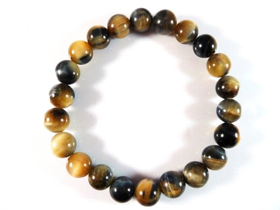 Empath Protection 8mm Stretchable Multi Tiger's Eye  Bracelet Round, Smooth 7" for mens, womens, gf, bf & Adult.