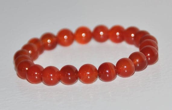 Artisan Loose 8mm Red Carnelian Stretchable Bracelet Round, Smooth 18cm for mens, womens, gf, bf and adults.