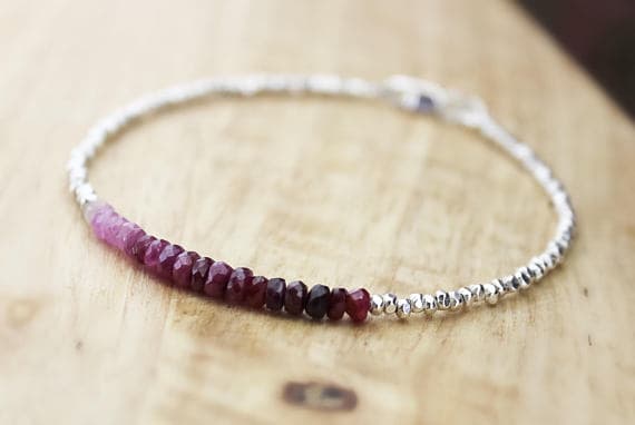 925 sterling Silver Wholesale 3mm stacking Red Ruby Bracelet Rondelle, Faceted 7" for mens, womens.