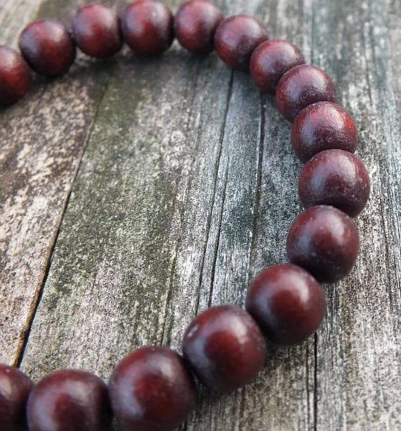AAA++ Rare Quality Red Wood Beaded Bracelet | Mens Bracelet | Womens Bracelet | Yoga Bracelet | Stacking Bracelet | Wood Jewelry 8mm 7" Strand. Code- TJH314