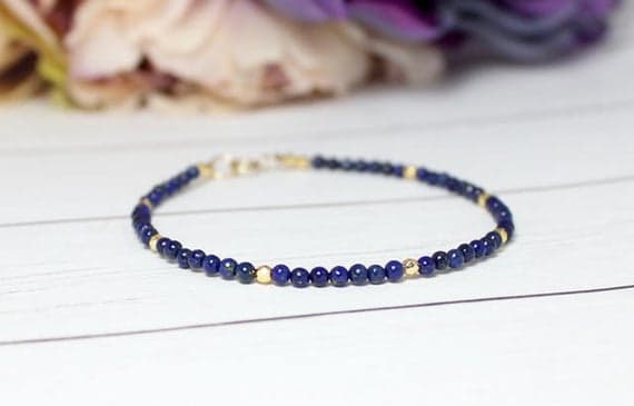 Blue Lapis Bracelet,Blue Beaded Bracelet,Tiny Beaded Bracelet,Minimalist beaded bracelet,Stacking Bracelet,Gift Bracelet for woman 2 mm Code- WAR9006