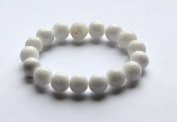 AAA++ Rare Quality ?hakra yoga white jade bracelet, beaded gemstone, healing stones,for him,stretch bracelet,,bracelet for women,energy bracelet 8mm Code- TJH354