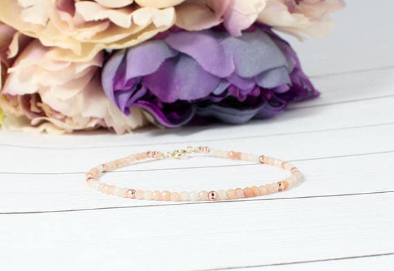 Pink Beaded Bracelet,Pink Aventurine Beaded bracelet,Tiny beaded Bracelet,Layering Bracelet,Stacking Bracelet,Gift for Woman,Gift for her 1-2 mm Code- WAR9015