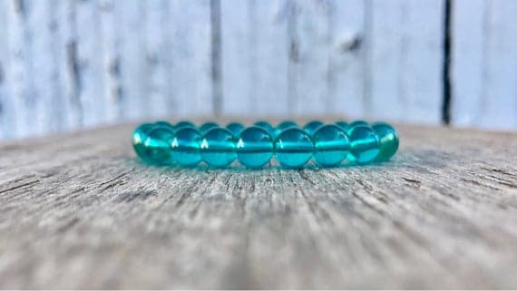 Dainty Slave Loose 8mm Stretchable Blue Blue Quartz Bracelet Round, Smooth 7" for mens, womens, gf, bf & Adult.