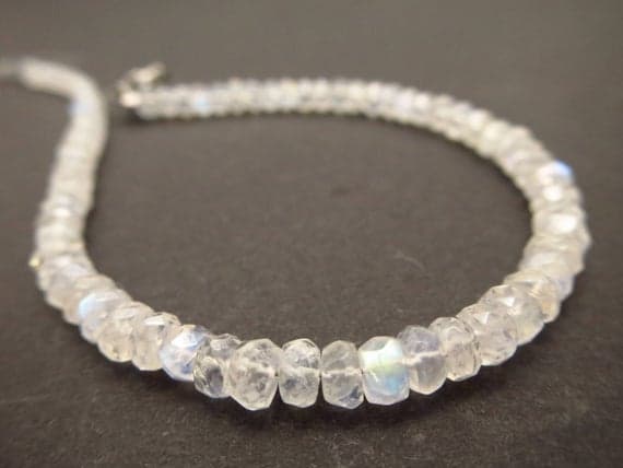 925 sterling Silver Galaxy Jewelry 5mm stacking Pink Rainbow moonstone Bracelet Rondelle, Faceted 7" for mens, womens.