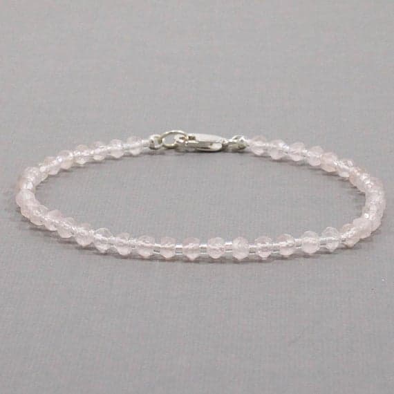 Rose Quartz Bead Bracelet, Pink, Bead Bracelet, Layered Bracelets, Energy Bracelet, Chakra Bracelet 3mm  Code- WAR6564