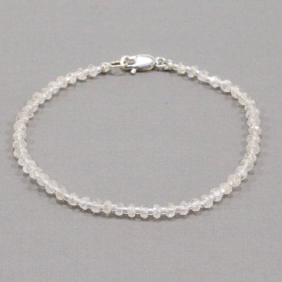 Champagne Zircon Bracelet Energy Delicate Dainty Layer Sterling Silver Bracelets Gift Jewelry Gift for Women Gift for Her Girlfriend Gift 3mm  Code- WAR6522