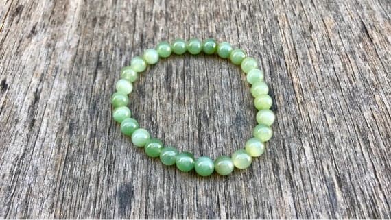 Natural 6mm Stretchable Green Jadeite Bracelet Round, Smooth 7" for mens, womens, gf, bf & Adult.