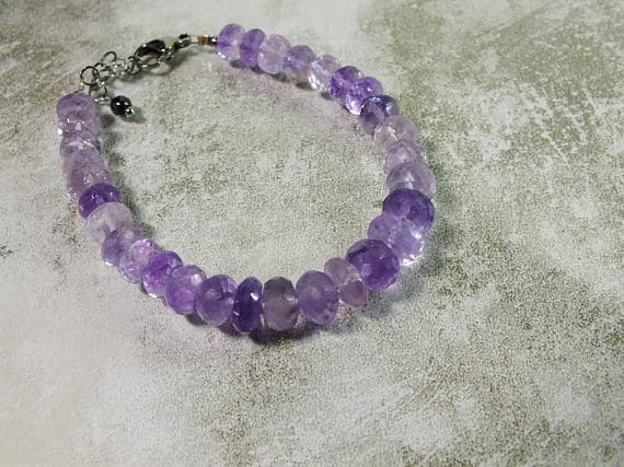 Shaded Pink Amethyst Graduated Faceted Rondelles Timeless Stacking Bracelet. All Quality Gemstone on Steel Clasps 4x2 to 9x4mm Code- WAR6822