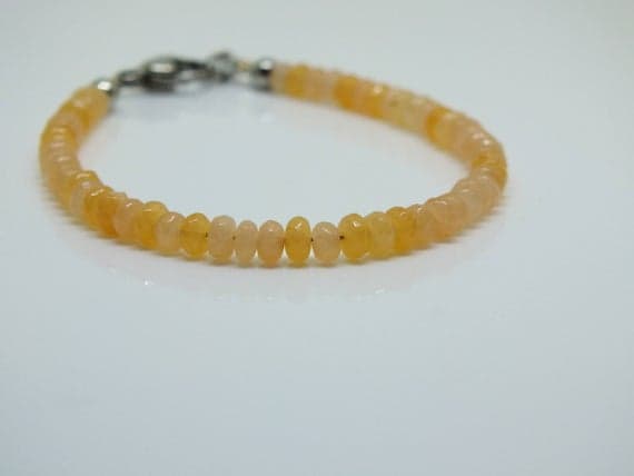 Cream Quartz Faceted Rondelles Stacking Bracelet. All Quality Gemstone on Steel Clasps 3x2mm Code- WAR6810