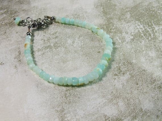 Sky Blue Opal Graduated Faceted Rondelles Timeless Stacking Bracelet. All Quality Gemstone on Steel Clasps 4x2 to 6x2mm Code- WAR6812