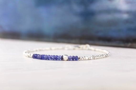 925 sterling Silver Jewelry Energy 3.5MM stacking Blue TANZANITE Bracelet Rondelle, Faceted 7" for mens, womens.