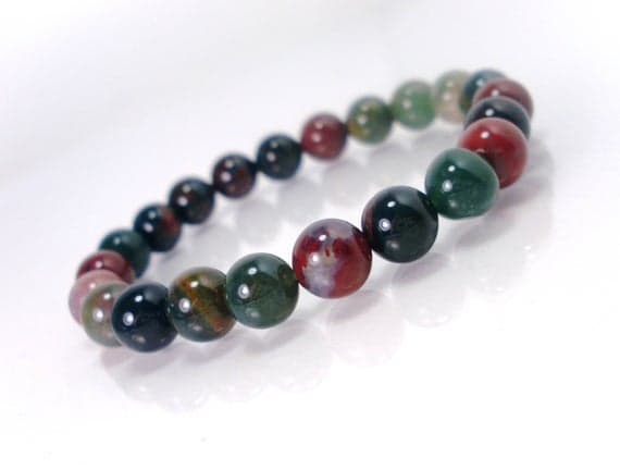 Artisan Loose 8mm Stretchable Multi Bloodstone Bracelet Round, Smooth 7" for mens, womens.