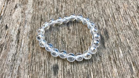 memorial gift 8mm Stretchable White White Zircon Bracelet Round, Smooth 7" for mens, womens, gf, bf & Adult.