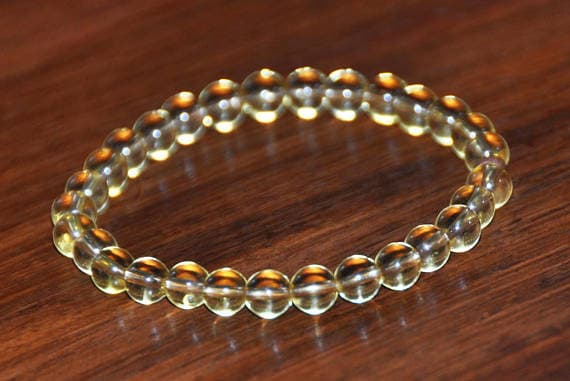 Unique Wedding Gift 6mm Yellow Citrine Stretchable Bracelet Round, Smooth 18cm for mens, womens, gf, bf and adults.