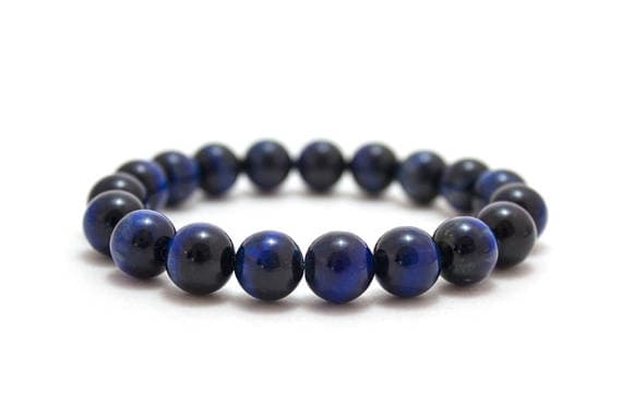 Blue Tiger Eye Bracelet/ Blue Tiger Eye/ Blue Stone Bracelet/ Mens Beaded Bracelet 8mm  Code- WAR9030