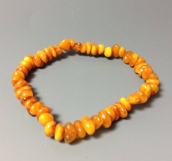 Empath Protection 8x12mm Stretchable Orange Amber Bracelet Chips, Smooth 7" for mens, womens, gf, bf & Adult.