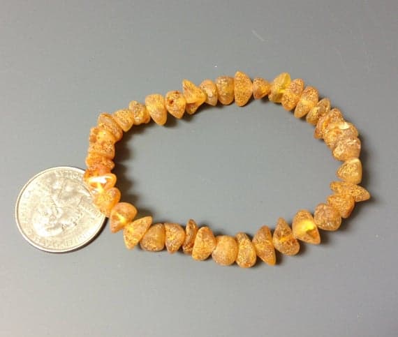 Grounding 6x10mm Stretchable Orange Amber Bracelet Chips, Smooth 7" for mens, womens, gf, bf & Adult.