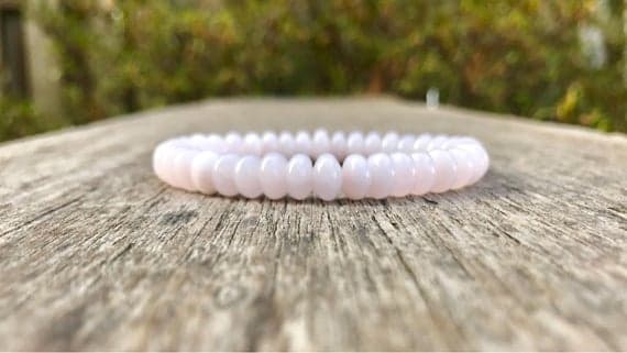 good luck gift 8mm Stretchable Pink Calcite Bracelet Rondelle, Smooth 7" for mens, womens, gf, bf & Adult.
