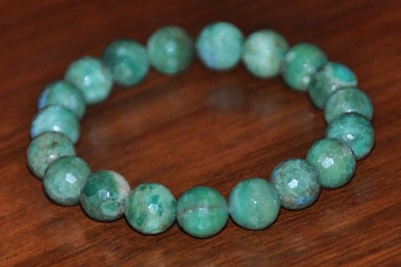 Anniversary Gift 11mm Green Ruby in Fuchsite  Stretchable Bracelet Round, Faceted 18cm for mens, womens, gf, bf and adults.