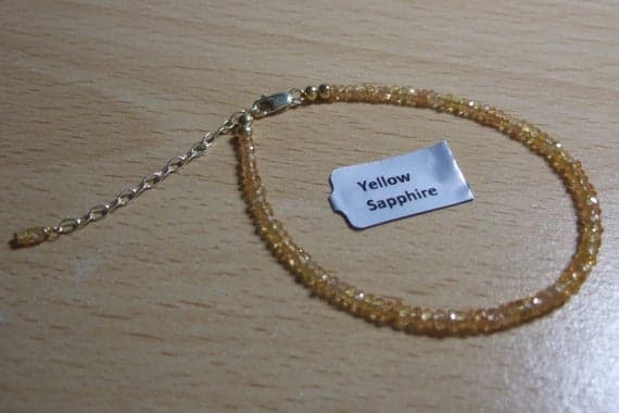 Yellow Faceted Sapphire Gem Bracelet with Gold Plated 3-4mm Code- WAR6133