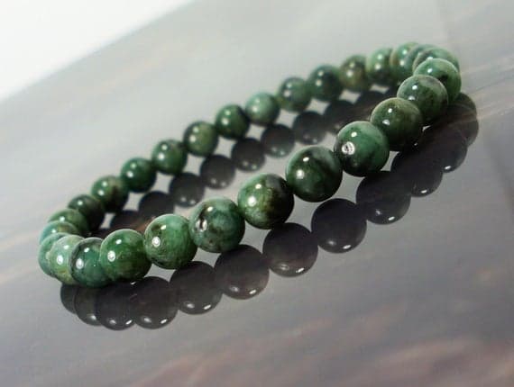 chakras simple 6mm Stretchable Green Emerald Bracelet Round, Smooth 7" for mens, womens.