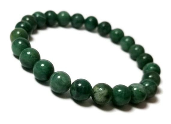 Galaxy Jewelry 8mm Stretchable green African Jade Bracelet Round, Smooth 7" for mens, womens, GF, BF, Adults.