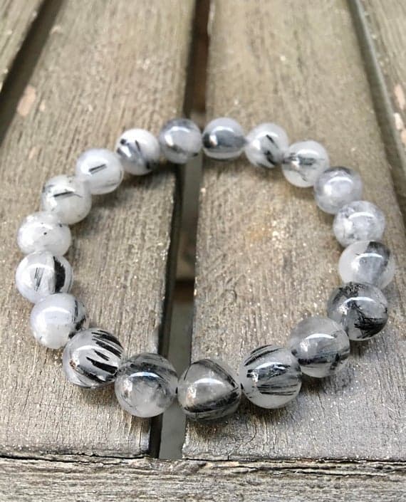 10mm Tourmalinated Quartz Stretch Bracelet Code- WAR6293
